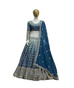 Vêtements de mariage, tenue de mariée, nouvelle broderie, designer, multicolores, mélange de soie et de coton, design moderne, ethnique indien pour femmes - Product Image 1