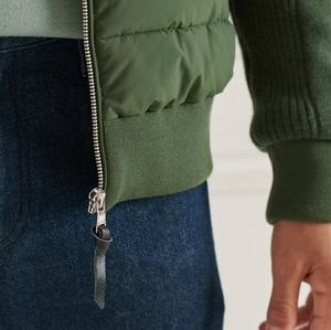 Vestes matelassées pour hommes Col rabattu Ceinture élastique verte Vestes matelassées coupe-vent à la mode Vestes à fermeture éclair - Product Image 6