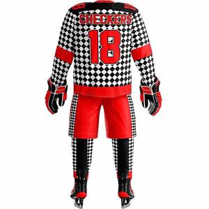 Meilleur matériau, uniformes de hockey sur glace à sublimation imprimée sur mesure, fabrication supérieure avec nom de l'équipe OEM, nouveau arrivé à faible taux - Product Image 6