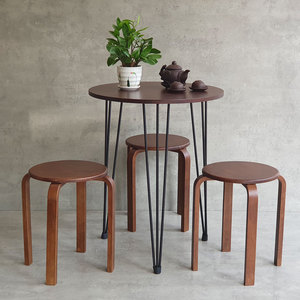 Minimalist Design Cafe Furniture Combo Set 1 Round <b>Table</b> (60cm) and 3 Square <b>Stools</b> for Coffee Shops and Restaurants CBCF270 - Product Image 2