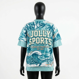 T-shirt double couche en coton 200 GSM de haute qualité pour femme, bleu ciel, imprimé intégral, décontracté, personnalisé - Product Image 3