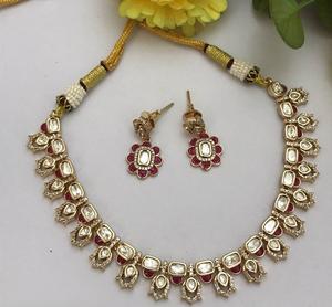 Fashionable Premium Quality <b>Gold</b> Plated Moissanite Classic Necklace <b>Earrings</b> <b>Set</b> for Engagement Wedding Party Wear for Women - Product Image 1