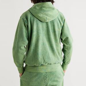 Sweatshirts à capuche brodés en jersey de coton délavé à l'acide pour hommes pour la saison d'hiver Technique de teinture unie - Product Image 2