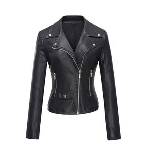 Vestes pour femmes personnalisées veste de moto en cuir à fermeture éclair tenues automne à la mode vêtements d'hiver 2025 - Product Image 1