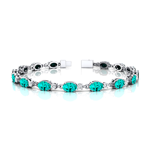 Lujosa pulsera de tenis de turmalina Paraiba cultivada en laboratorio de oro de 14 quilates, uso diario 2025, Unisex joyería fina, pulseras de tenis de turmalina - Product Image 3