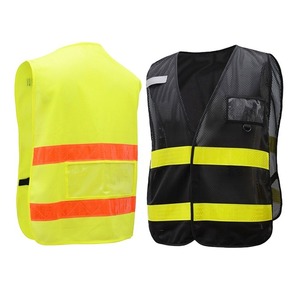 Gilet de sécurité réfléchissant pour enfants et adultes, équipement de protection individuelle, fermeture éclair sur le devant, 110 g/m², tissu en maille 100 % polyester, E-shine - Product Image 1