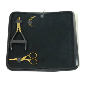 Kit d'outils d'extension de cheveux professionnel de haute qualité ensemble de pinces et d'aiguilles pour cheveux attachés à la main avec pochette en cuir - Product Image 2