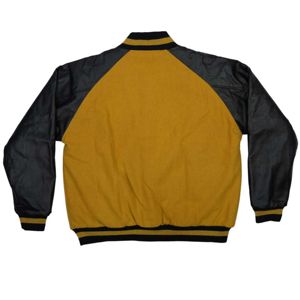 Veste Letterman pour hommes, corps en laine cachemire doré et manches en cuir véritable noir, vêtements grecs, vêtements d'extérieur universitaire fraternité - Product Image 2