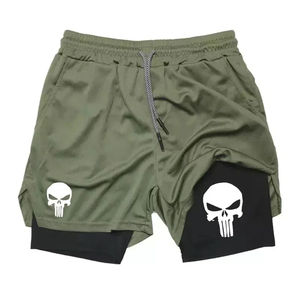 Shorts de course 2-en-1 respirants et écologiques pour hommes, avec logo personnalisé, en toile 100 % coton, doublure compressive, 5 pouces, couleur unie - Product Image 6