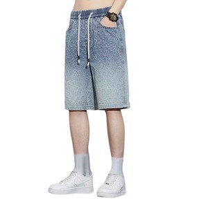 2025 Sun Faded Men's Mid <b>Waist</b> Straight Knitted Custom Labels <b>Low</b> MOQ New Snack Compression Party Wear Men <b>Shorts</b> Denim - Product Image 1