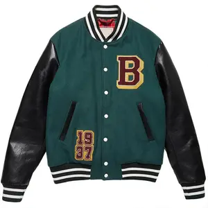 Custom Print Logo Baseball Jacket 100% Polyester Satin Sport Embroidery Chenille Patch Design Plain Baseball Jacket