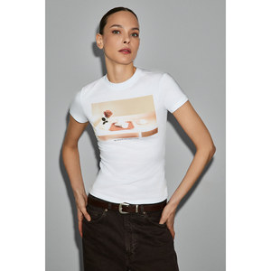 GRIMELANGE ARELUNA <b>Women's</b> Organic Cotton Crew Neck Short Sleeve Slim Fit T-Shirt - Product Image 1