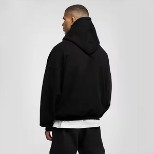 Nouveau Hoodie d'Hiver Homme OEM Personnalisé, 100% Coton Lourd, Coupe Oversize Boxy à Épaules Tombantes, Style Hip Hop, Vierge, Court - Product Image 3