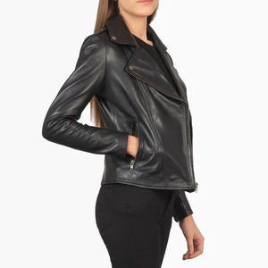 Chaqueta de moto de piel auténtica personalizada para Mujer | Ropa de abrigo ajustada a la moda | OEM, ODM, fabricante al por mayor - Product Image 6