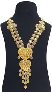 SARA's moda 24KT chapado en oro cinco gramos conjunto de joyas de latón diseño clásico collar pendiente anillo al por mayor - Product Image 2