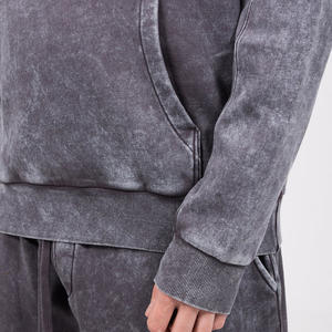 Sweat à capuche lavé à l'acide de qualité supérieure pour hommes confortable coupe décontractée polaire douce impression de broderie personnalisée marque en vrac en gros - Product Image 3