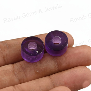 Cuentas Redondas de Amatista Púrpura Natural, Corte Liso, Alto Pulido, 14x8x5mm, Orificio Grande de 5mm, Piedras Preciosas Sueltas para Hacer Pulseras - Product Image 6