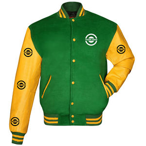 Meilleur prix Veste universitaire de luxe personnalisée pour hommes Canvas en cuir de haute qualité avec col montant Winter Letterman Design - Product Image 5