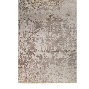 Tapis en laine et soie de bambou noué à la main Kavi Ivory, collection Chaos Theory - Esk-9014, tapis abstrait pour salon, rectangulaire, pour couloir - Product Image 4