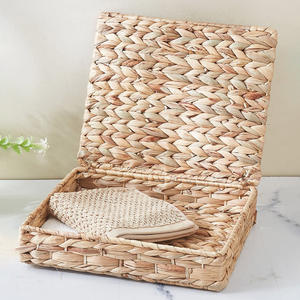 Water hyacinth <b>box</b> different sizes sustainable <b>storage</b> boxes <b>decorative</b> lidded basket container - Product Image 2