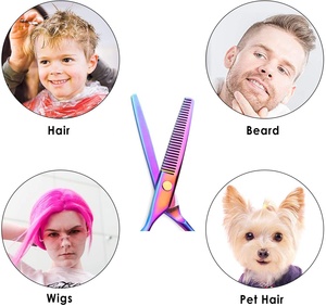 Ciseaux de barbier haut de gamme à manche arc-en-ciel, meilleurs ciseaux de coiffure, manche en céramique, lame en acier inoxydable de qualité supérieure, finition polie et affûtée - Product Image 2