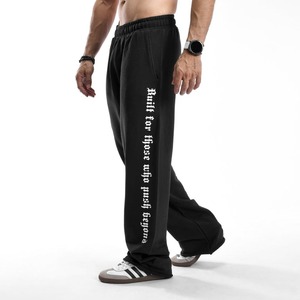 Large jambe droite évasée vierge surdimensionné 100% coton hommes Baggy poids lourd taille haute élastique Streetwear Jogging pantalon de survêtement - Product Image 2