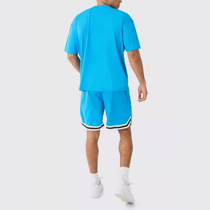 Short de basket-ball tendance pour hommes avec t-shirt de taille normale en coton de qualité supérieure respirant à manches courtes vêtements d'été - Product Image 2