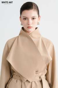 ชุดแจ็คเก็ตสตรีราคาที่แข่งขันได้ LYA ปุ่มเสื้อโค้ทแบบเข็มขัดแนบกล่องหนังมังสวิรัติบรรจุภัณฑ์ WHITEANT เวียดนาม - Product Image 5