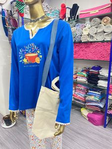 Bolsas cruzadas de lona de algodón indio para mujer, diseño único con asa anudada, colores personalizados, logotipo impreso, estilo promocional - Product Image 4