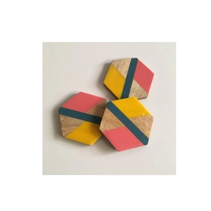 Wedding Gifts Wood and Resin Stone <b>Coaster</b> <b>for</b> <b>Drinks</b> Cup Holders <b>Coaster</b> Round Shape Blue Color - Product Image 3