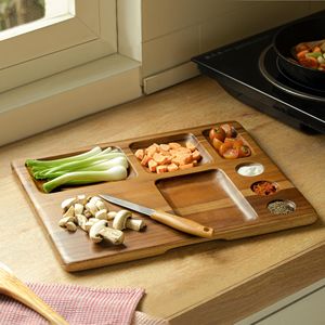 Ksn ถาดเสิร์ฟไม้อะคาเซียสีน้ำตาลธรรมชาติคุณภาพระดับพรีเมี่ยมจานทรงสี่เหลี่ยมผืนผ้าตกแต่งผนัง - Product Image 4