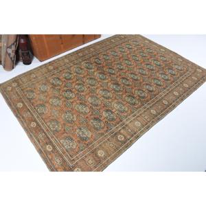 Turkish Vintage Rug 0.4x6.8 ft (12x207 cm), <b>Brown</b> <b>Wool</b> Rug - Product Image 2