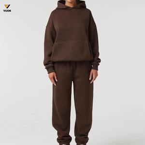 Gran oferta de chándales deportivos de invierno Unisex de dos piezas de gran tamaño de lana de algodón personalizados para mujer con logotipo impreso - Product Image 1