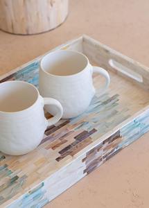 ถาดมุกสีน้ำเงินน้ำตาลผสมลายโมเสคทรงสี่เหลี่ยมผืนผ้า ทำด้วยมือ สำหรับเสิร์ฟและตกแต่งบ้าน ของขวัญสุดเก๋ - Product Image 2