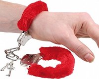 En gros RARISSIME Menottes douces en alliage de zinc avec couvre-menottes en peluche rouge, restraints de poignet personnalisables, couleur durable