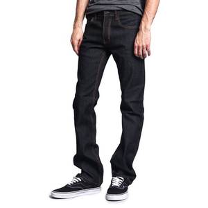 Men's DL980 Straight Fit Unwashed <b>Raw</b> Denim Jeans Indigo Jet <b>Black</b> Fade Breathable Quick Dry Button Lightweight Winter Summer - Product Image 4