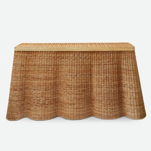 <span class=keywords><strong>Table</strong></span> <span class=keywords><strong>console</strong></span> en rotin fabriquée à la main-Design tissé élégant avec jupe festonnée pour la décoration intérieure - Product Image 5
