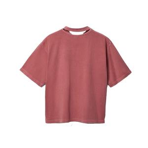 Venta caliente camiseta Vintage para hombre 280 GSM algodón pesado sólido recortado holgado ajuste elegante hombro caído corto 100% algodón - Product Image 4