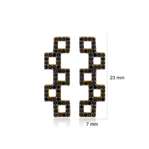 Boucles d'oreilles géométriques en Zircon noir, pour femmes, bijoux, artisanaux, nouveau Design, vente en gros, collection - Product Image 3