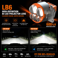 Lentille de projecteur Bi-LED haute puissance pour mise à niveau des feux de voiture, 3 pouces, 180W/paire, 12V, 6000K, 6 lasers, verre bleu, pour rétrofit de phares Bi-LED