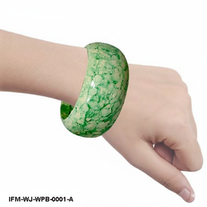 กำไลข้อมือไม้ทำมือสีเขียวและสีขาว ลายหินอ่อน สำหรับผู้หญิง เครื่องประดับโดดเด่น - Product Image 2