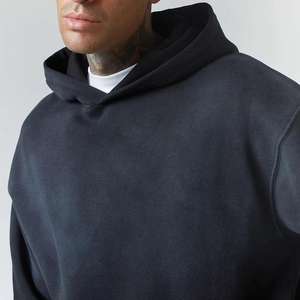 Sweat à capuche délavé à l'acide pour hommes de l'usine directe Logo personnalisable 100% coton vêtements d'hiver décontractés solides - Product Image 5