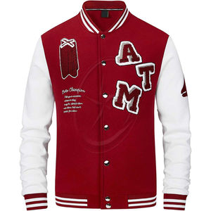 Manteau en tissu satiné coupe-vent surdimensionné à manches longues avec lettres brodées Manteaux décontractés Veste universitaire baseball vintage pour hommes - Product Image 5