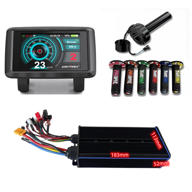 72V 3000W Ebike Kit Controller System with DC 60A FOC Sine Wave Controller Aluminum Alloy Colorful UKC1 Display for Throttle