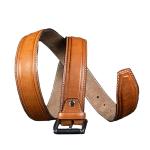 OEM de alta calidad de la pluma de borde Tan hecho a mano de los hombres cinturón de cuero genuino 2025 elegante al por mayor vestido de cinturón de los hombres logotipo personalizado - Product Image 5