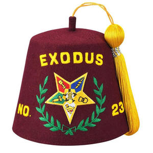 Masonic Fez International Masons Fez Hat Blanco con diamantes de imitación brillantes Masonic Regalia Fez Cap Custom Lodge Hand Black borla - Product Image 3