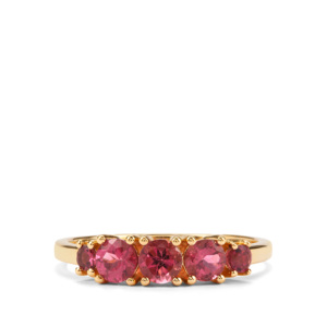 Emerald Cut Nigerian Rubellite <b>Ring</b> in 9K Yellow <b>Gold</b> 0.79ct <b>Dainty</b> Gemstone Jewelry - Product Image 2