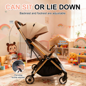 Poussette bébé portable <span class=keywords><strong>Love</strong></span> Seed Q6 à quatre roues, cadre en alliage d'aluminium, pliage à un bouton, capacité de charge de 20 kg, pour les enfants de 0 à 3 ans - Product Image 2