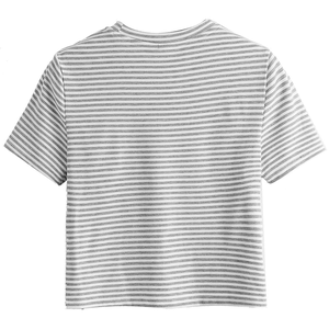 Nueva camiseta recortada de manga corta para mujer, Camiseta corta sencilla sólida a la moda para mujer, camiseta informal personalizada de verano con lazo y tinte para mujer - Product Image 4