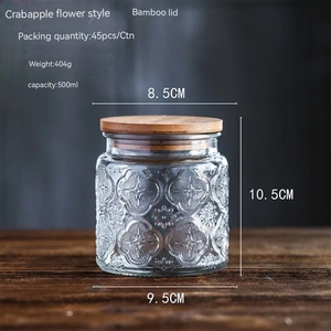 Japanische Vintage-Stil gehämmert Bambus Holz Abdeckung 500ml Kapazität Tee <span class=keywords><strong>Candy</strong></span> Snack Zucker glas Glas Blumen Küche Aufbewahrung sset - Product Image 6